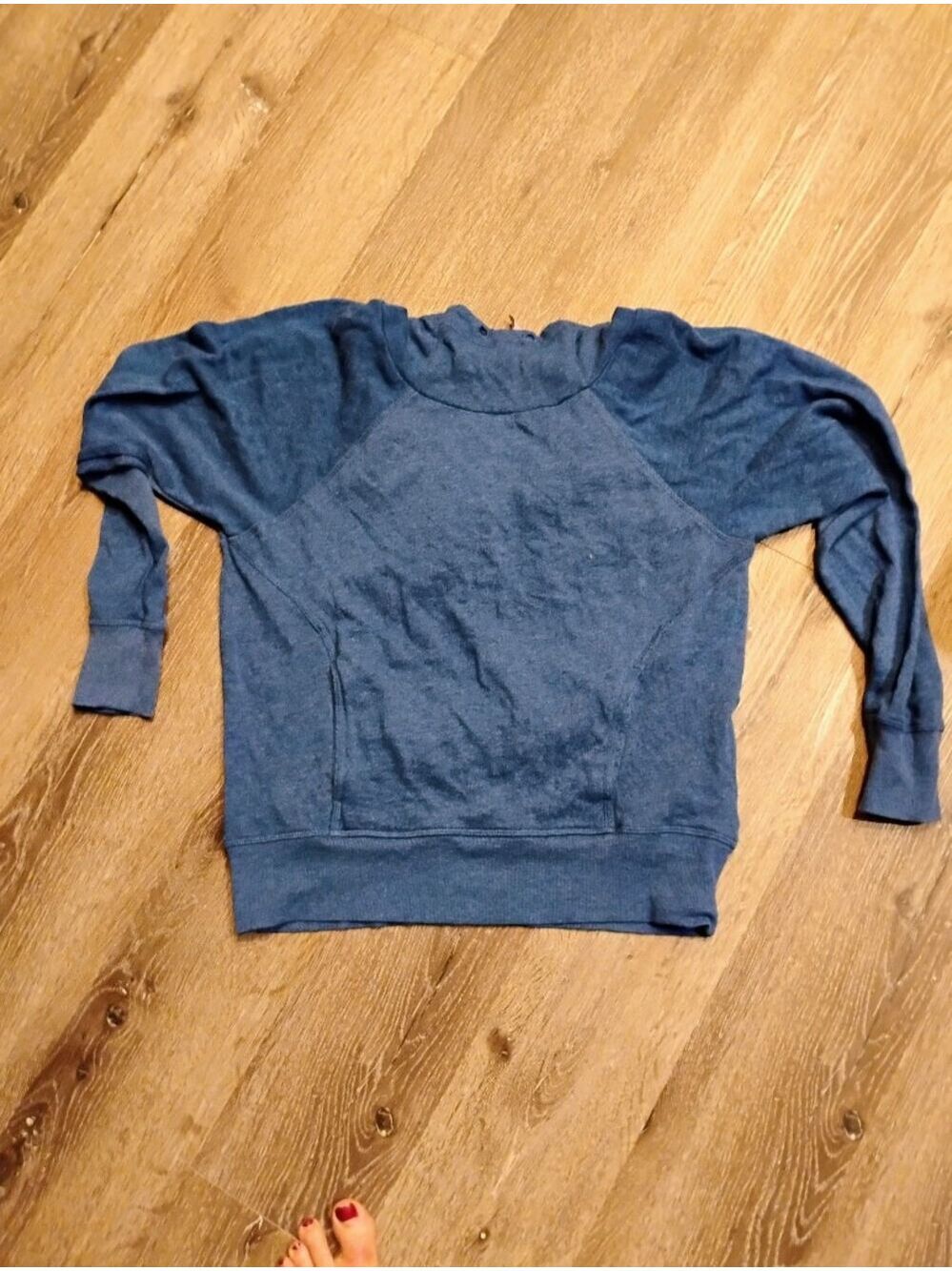 Z BY Zella Soft Lightweight Knit Sweatshirt Blue With Hood And Front Pockets